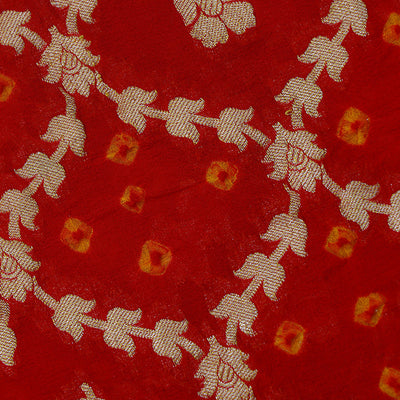 Red Bandhani Silk Fabric