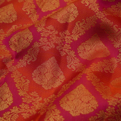 Peach Pink Kanchi Silk Saree with Creeper Zari Design