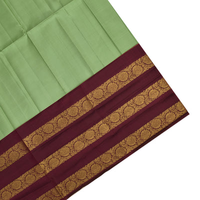 Navy Blue Zari Kattam Kanchi Silk Saree with Apple Green Kalamkari Border