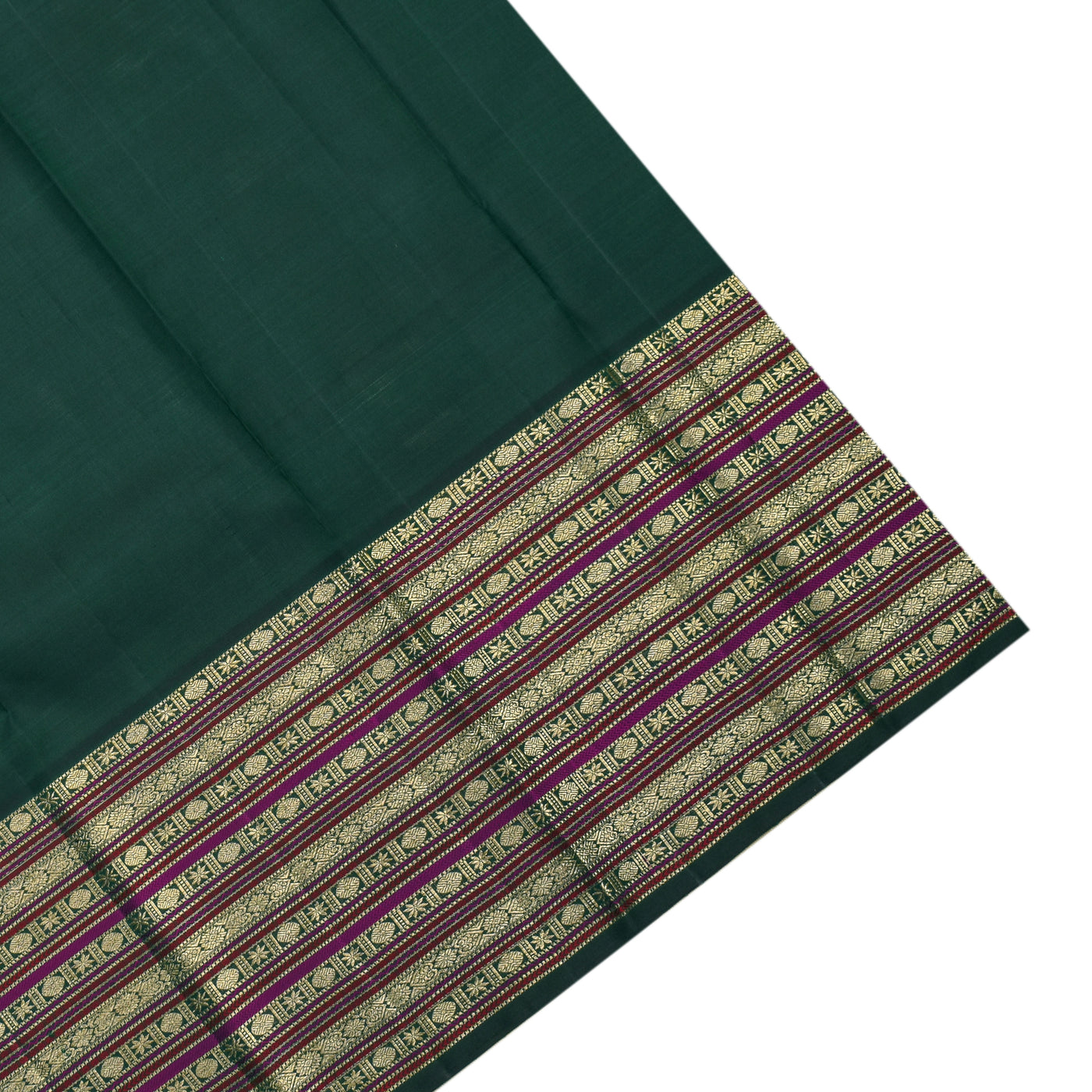 Bottle Green Kanchi Silk Saree with Zari Butta Design