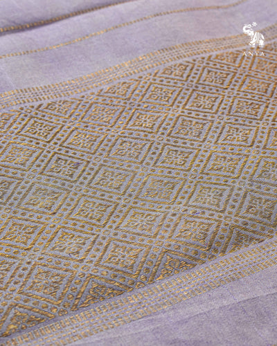 Lavender Printed Kanchi Silk Saree with Cut Work Design