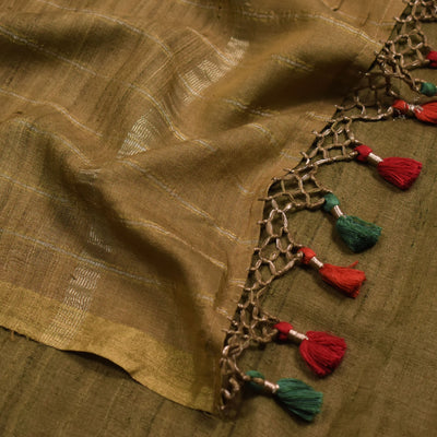 Brown Chanderi Silk Saree with Zari Kattam Design