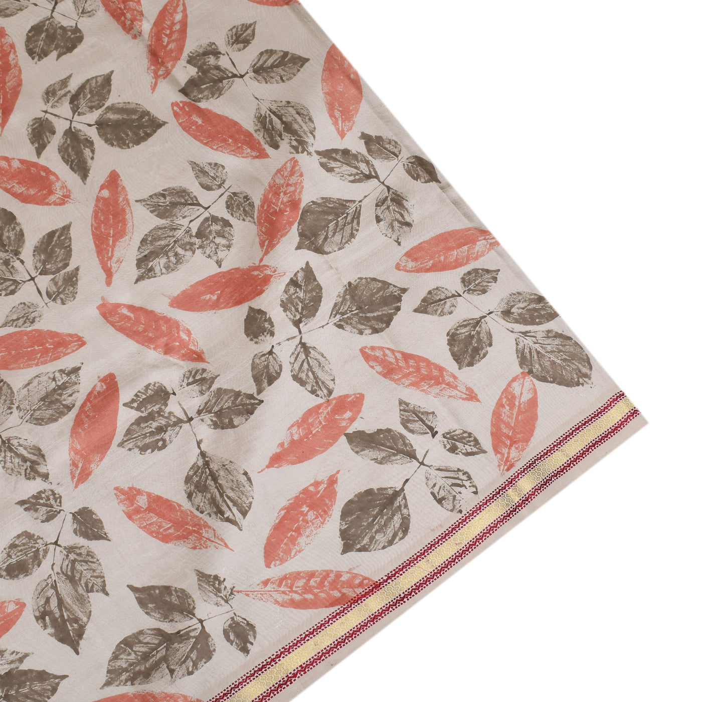 Off White Eco Print Kanchi Silk Saree
