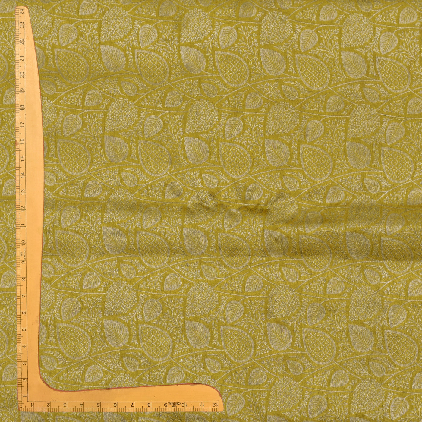 Oil Mustard Banarasi Silk Fabric with Flower Creeper Design