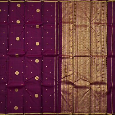 Black Arakku Kanchipuram Silk Saree with Big Zari Butta Design