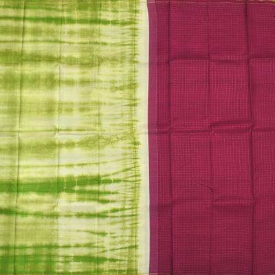 Off White and Samagha Green Shibori Kanchi Silk Saree