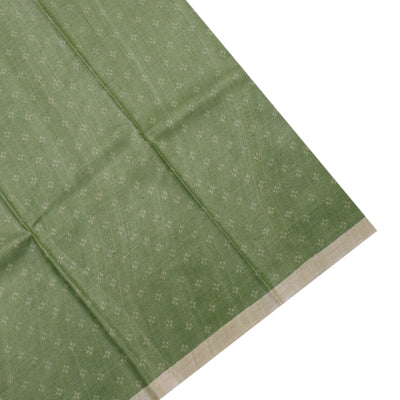 Apple Green Tussar Silk Saree with Floral Printed Design