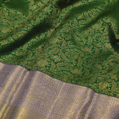 Bottle Green Kanchipuram Silk Saree with Creeper Design