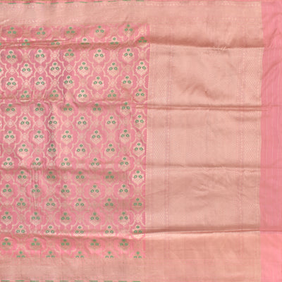 Peach Banarasi Silk Saree with Zari Creeper Design