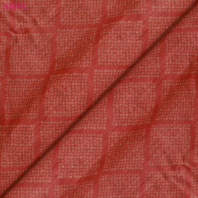 Red Tussar Silk Fabric with Diamond Dots Design