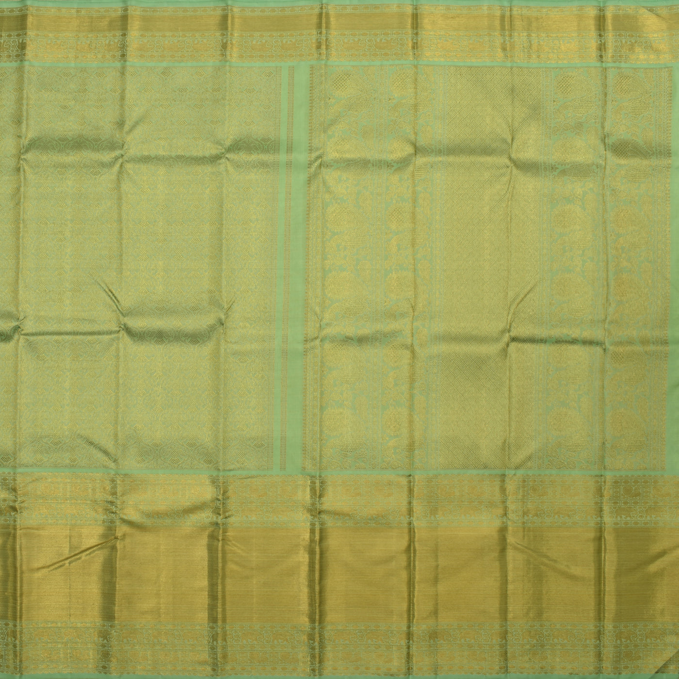 Apple Green Kanchipuram Silk Saree with Iruthalai Patchi Creeper Design