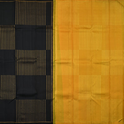 Black Kanchipuram Silk Saree with Zari Box Design