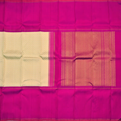 Off White Kanchipuram Silk Saree with Zigzag Design