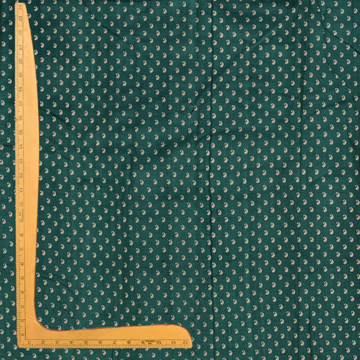 Green Tussar Silk Fabric with Small Mango Printed Design