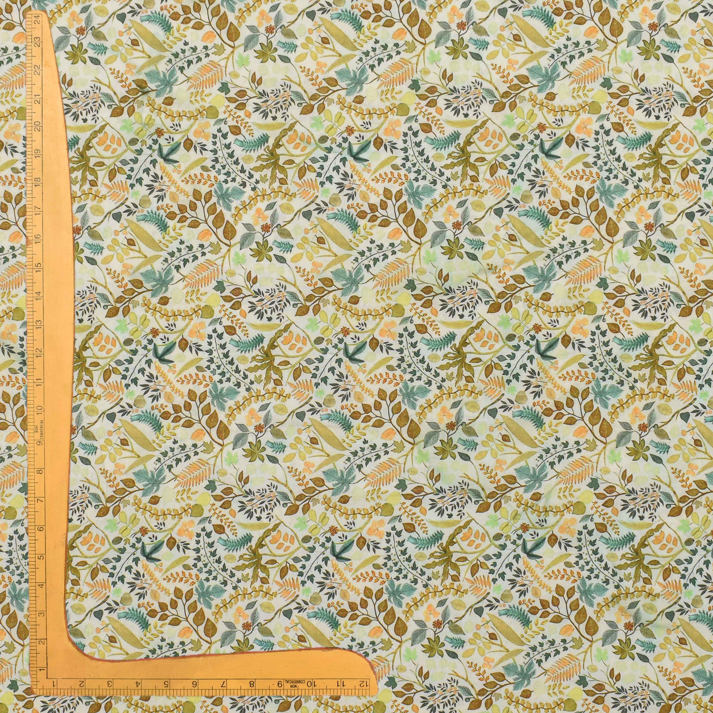 Off White Maheshwari Silk Fabric with Floral Creeper Design