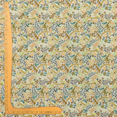 Off White Maheshwari Silk Fabric with Floral Creeper Design