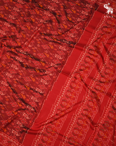 Maroon Patola Silk Saree with Ikkat Design