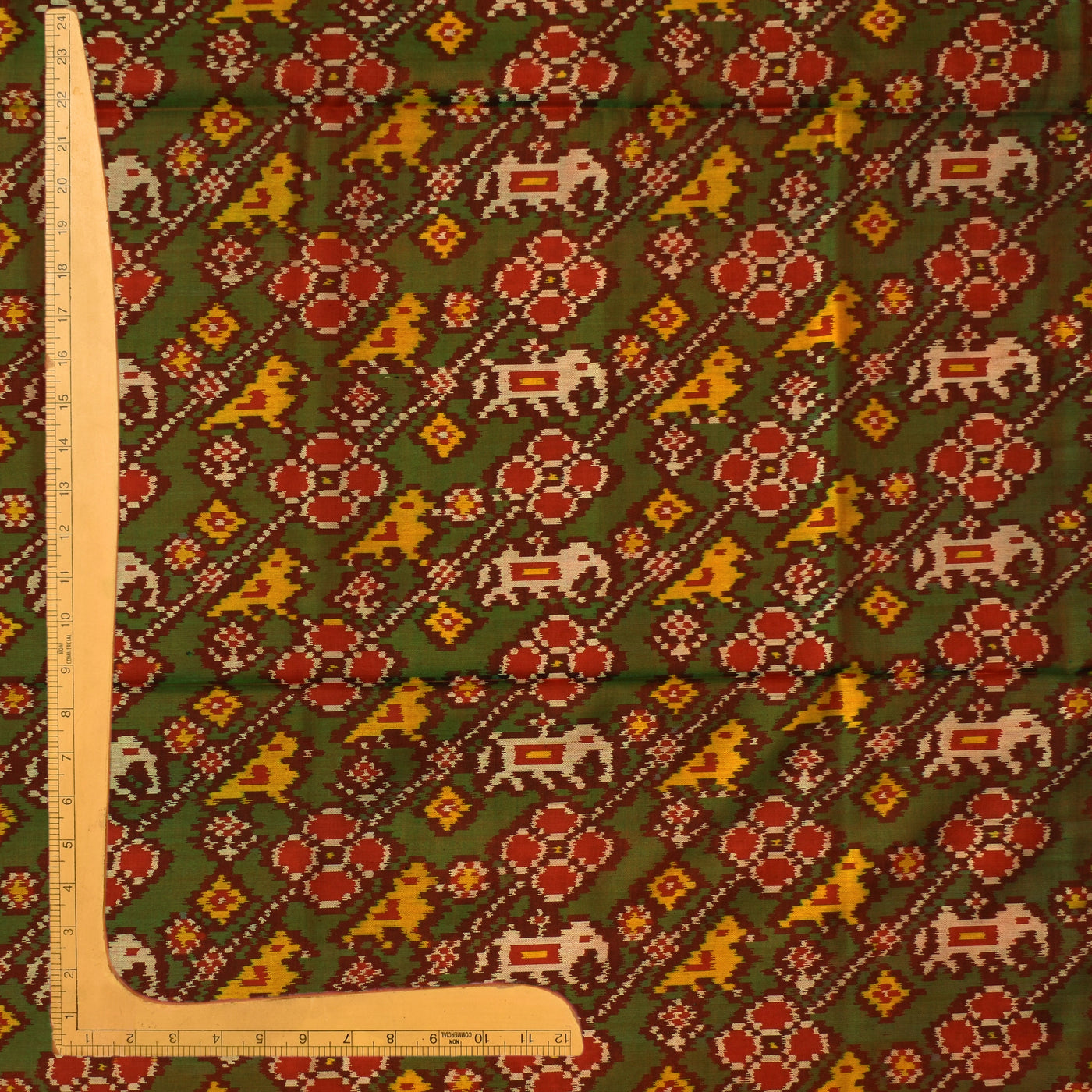 Green Patan Patola Silk Fabric