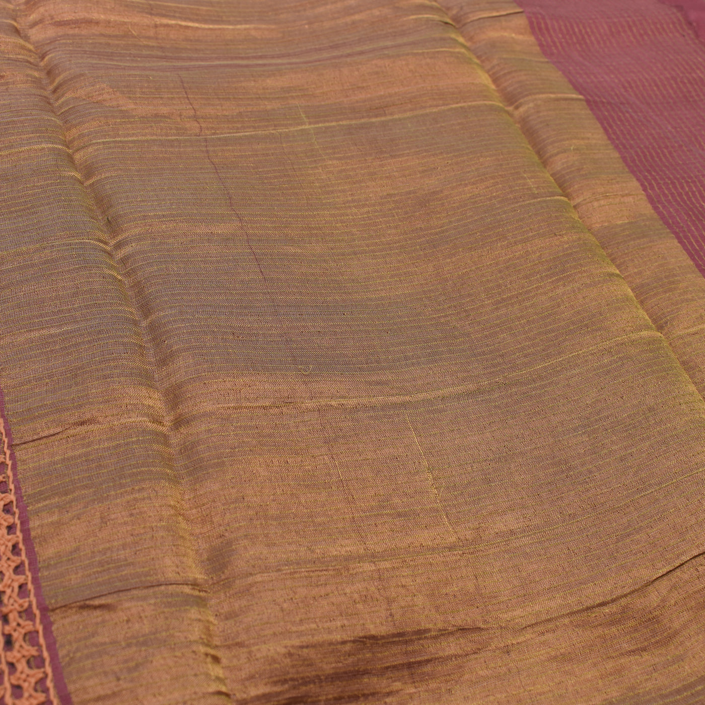 Onion Pink Tussar Silk Saree with Kutch Work Design