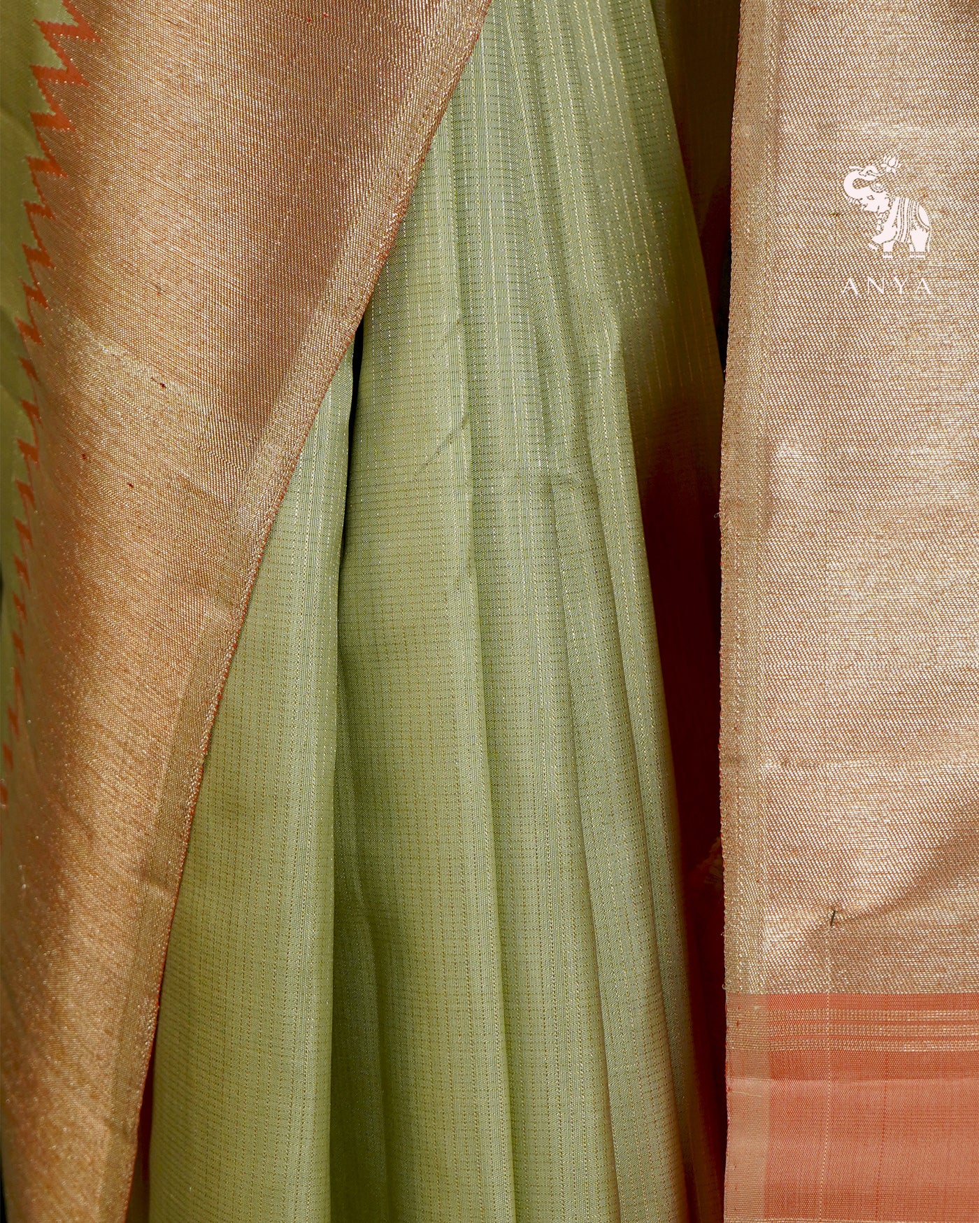 Pastel Green Kanchi Classic Saree with Zari Checks Design