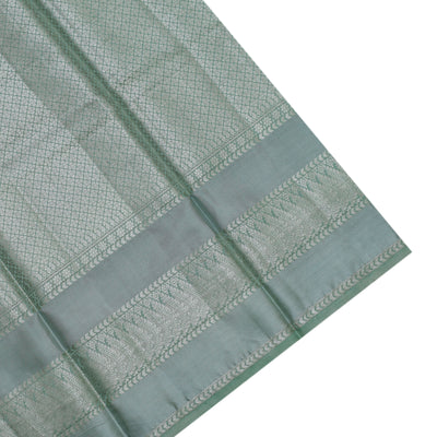 Mint Green Banaras Chanderi Silk Saree with Horizontal Stripes Design