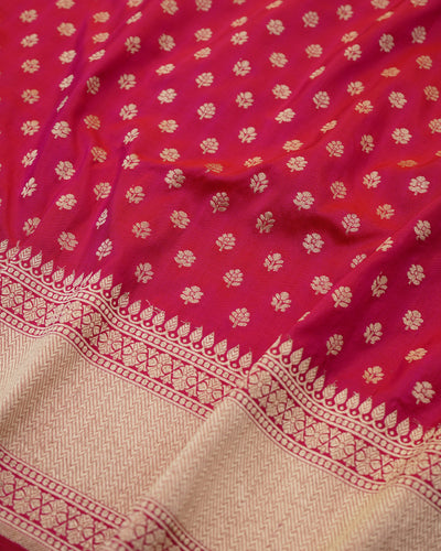 Rani Pink Banarasi Silk Saree with Small Zari Butta Design