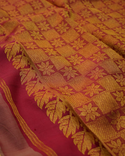 Light Blue Printed Kanchi Silk Saree with Floral Design