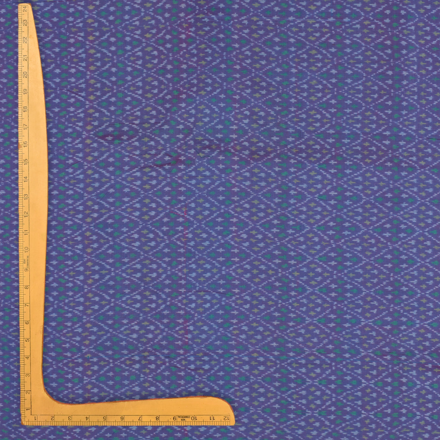 Blue and Violet Dual Tone Ikkat Silk Fabric