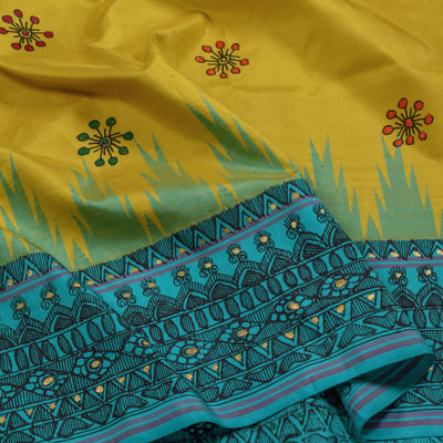 Yellow Madhubani Kanchi Silk Saree