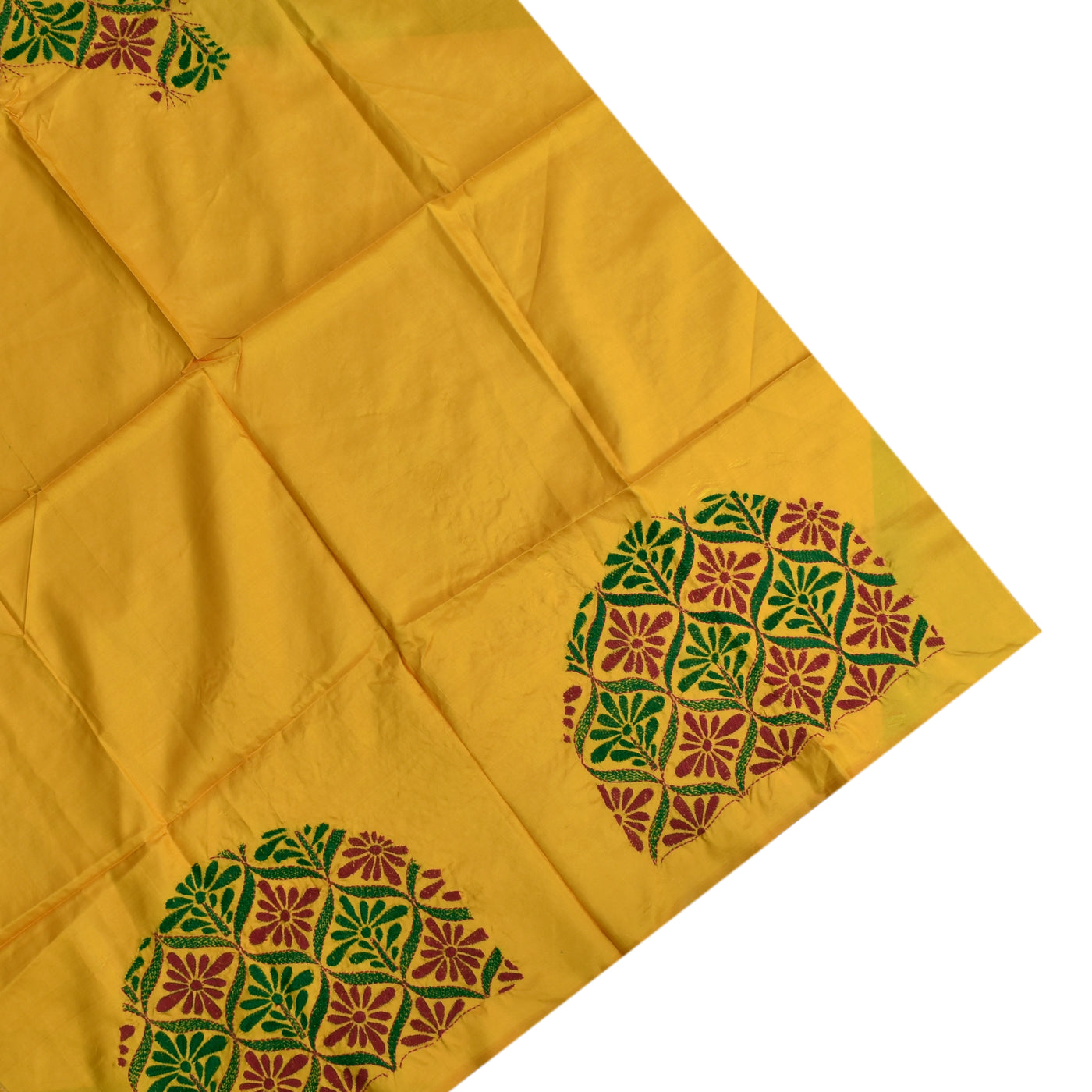 Bottle Green Kanchi Silk Saree with Mustard Embroidery Blouse