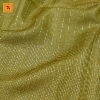 Samangha Green Tussar Silk Saree with Horizontal Stripes Design