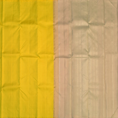 Yellow Kanchipuram Silk Saree with Zari Checks Design