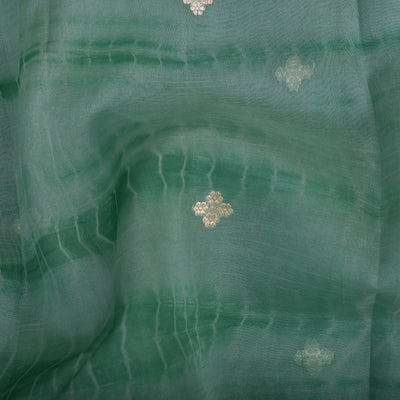 Mint Green Organza Fabric with Shibori Print Design
