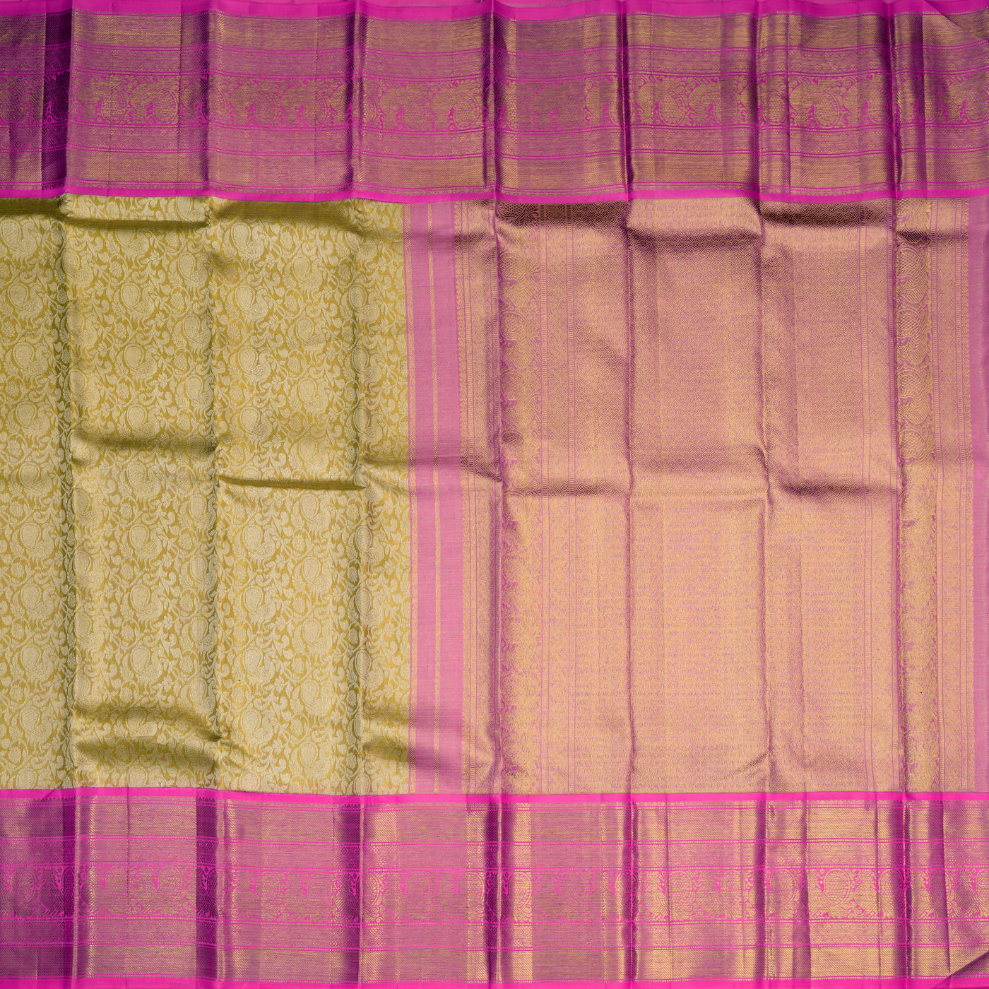 Mustard Kanchipuram Silk Saree with Zari Creeper Design