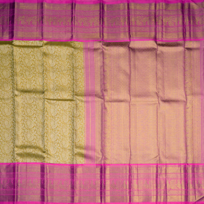 Mustard Kanchipuram Silk Saree with Zari Creeper Design