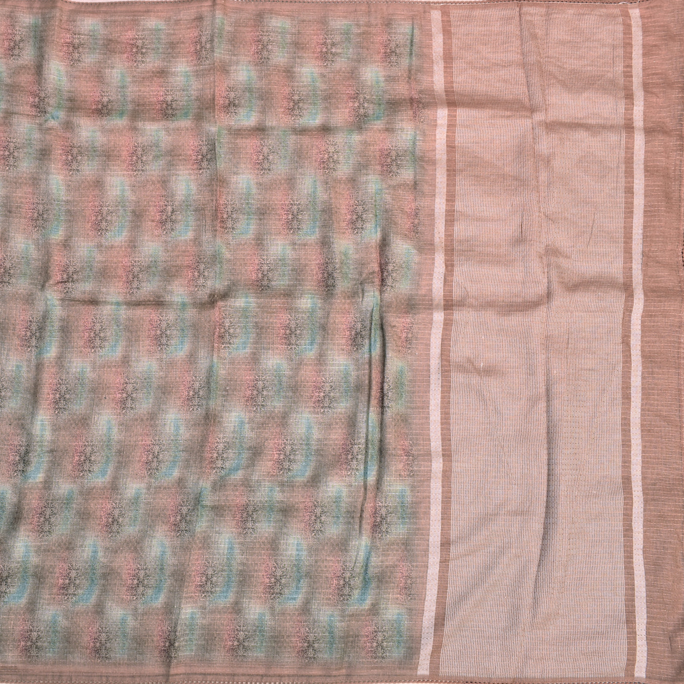 Multicolor Linen Saree with Printed Design