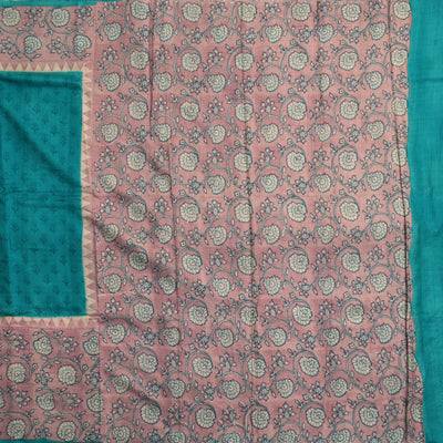 Blue Tussar Silk Saree with Small Printed Design