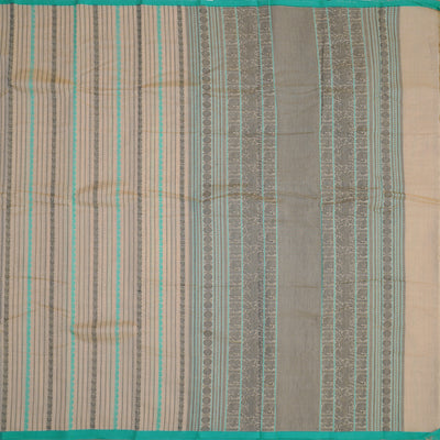 Off White Kanchi Cotton Saree with Stripes Design