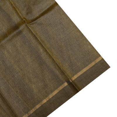 Olive Green Tussar Silk Saree with Thread Checks Design