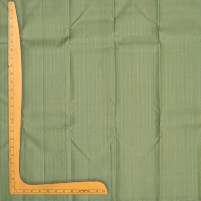 Apple Green Kanchi Silk Fabric with Dots and Stripes Design