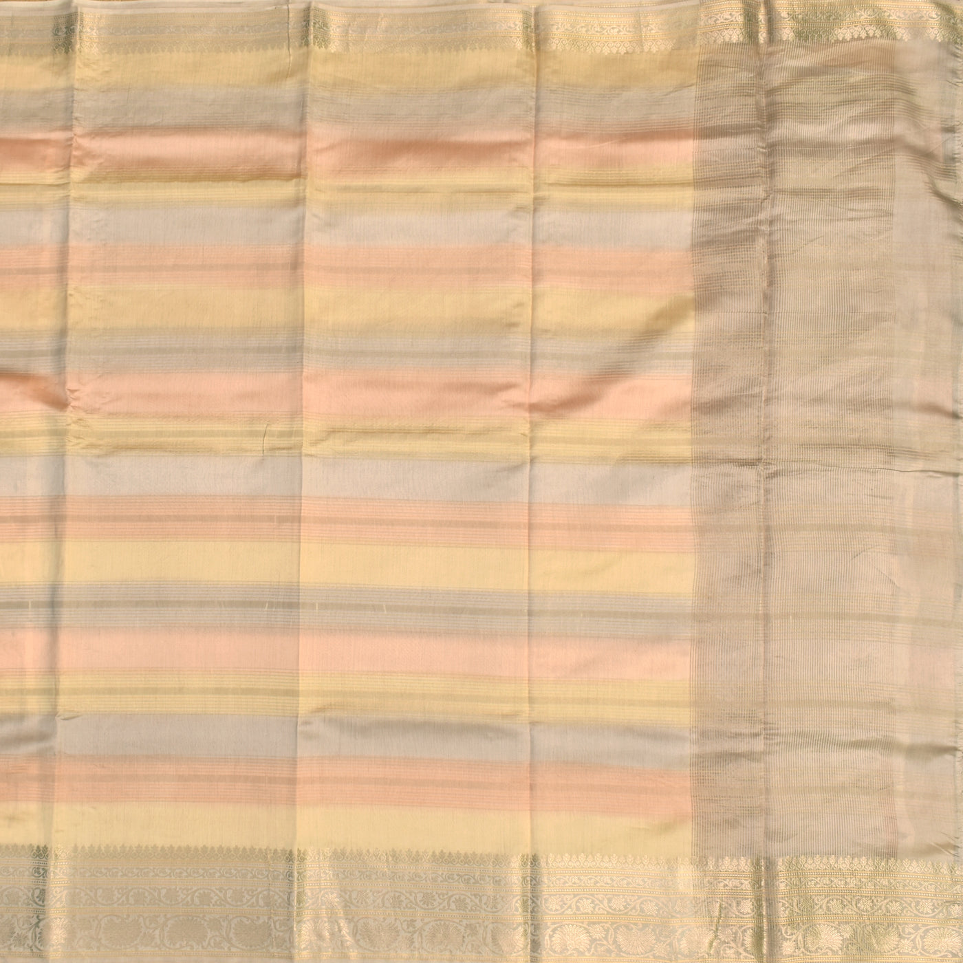Grey Chanderi Silk Saree with Zari Stripes Design