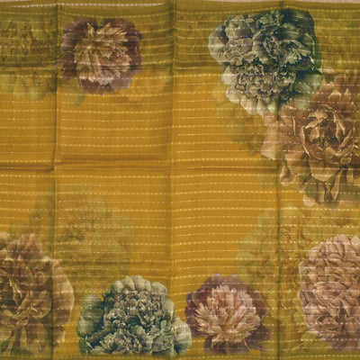 Mustard Organza Silk Saree with Floral Sequins Design