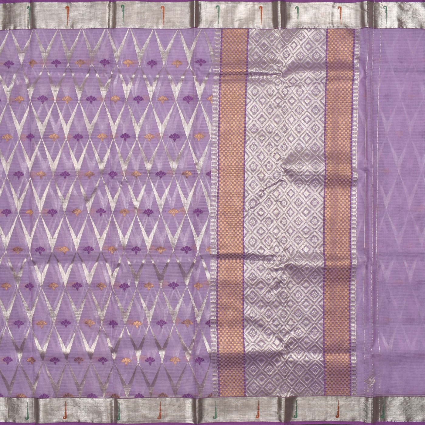 Lavender Zari Kota Saree with Diamond Zari Butta Design