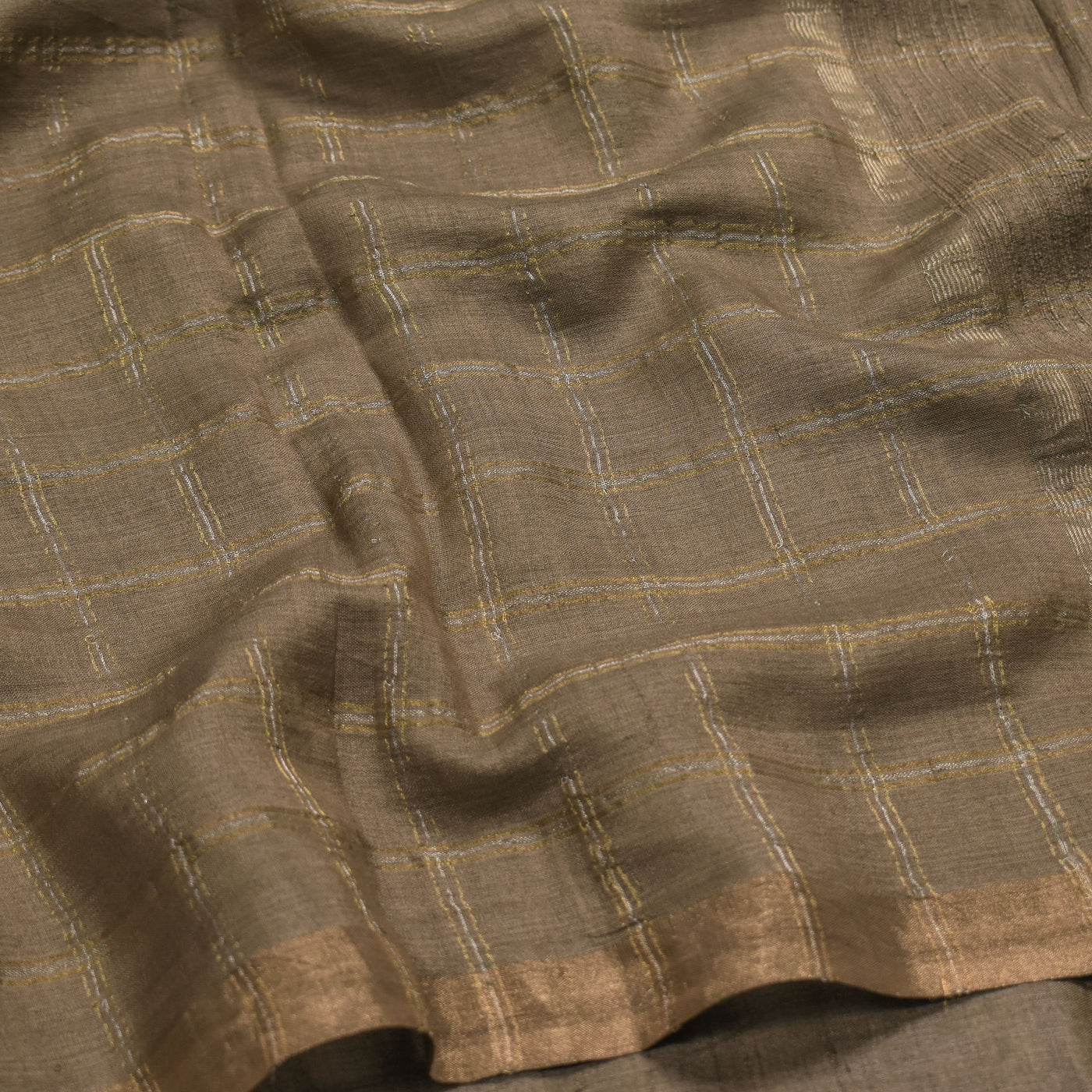 Chickoo Chanderi Silk Saree with Zari Kattam Design