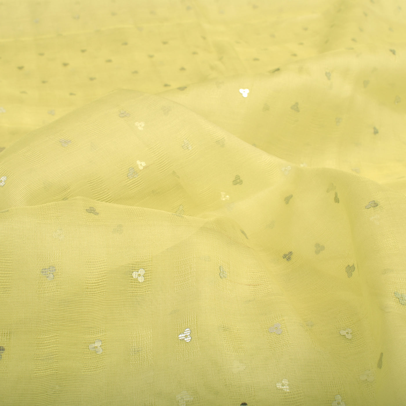 Light Yellow Bailu Fabric with Sequins Design