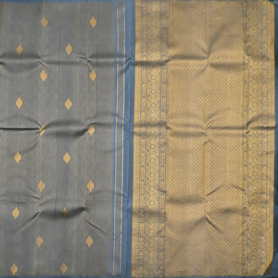 Grey Kanchipuram Silk Saree with Thread Butta Design