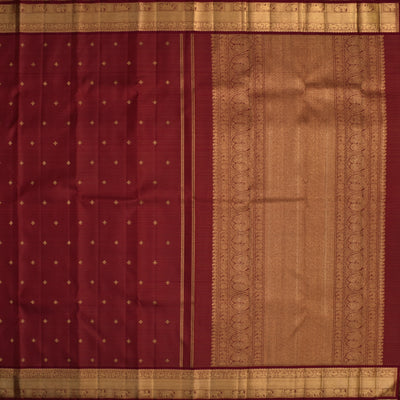 Arakku Thakkali Kanchipuram Silk Saree with Stripes and Butta Design