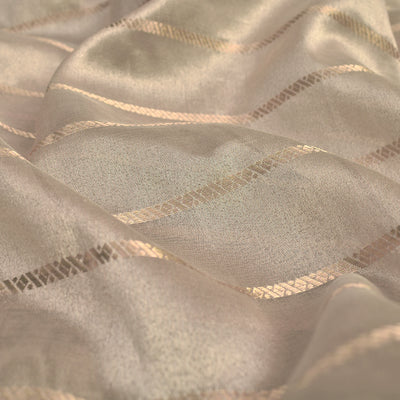 Off White Tissue Silk Fabric with Stripes Design