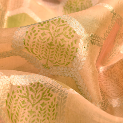 Mustard Organza Fabric with Diamond Design