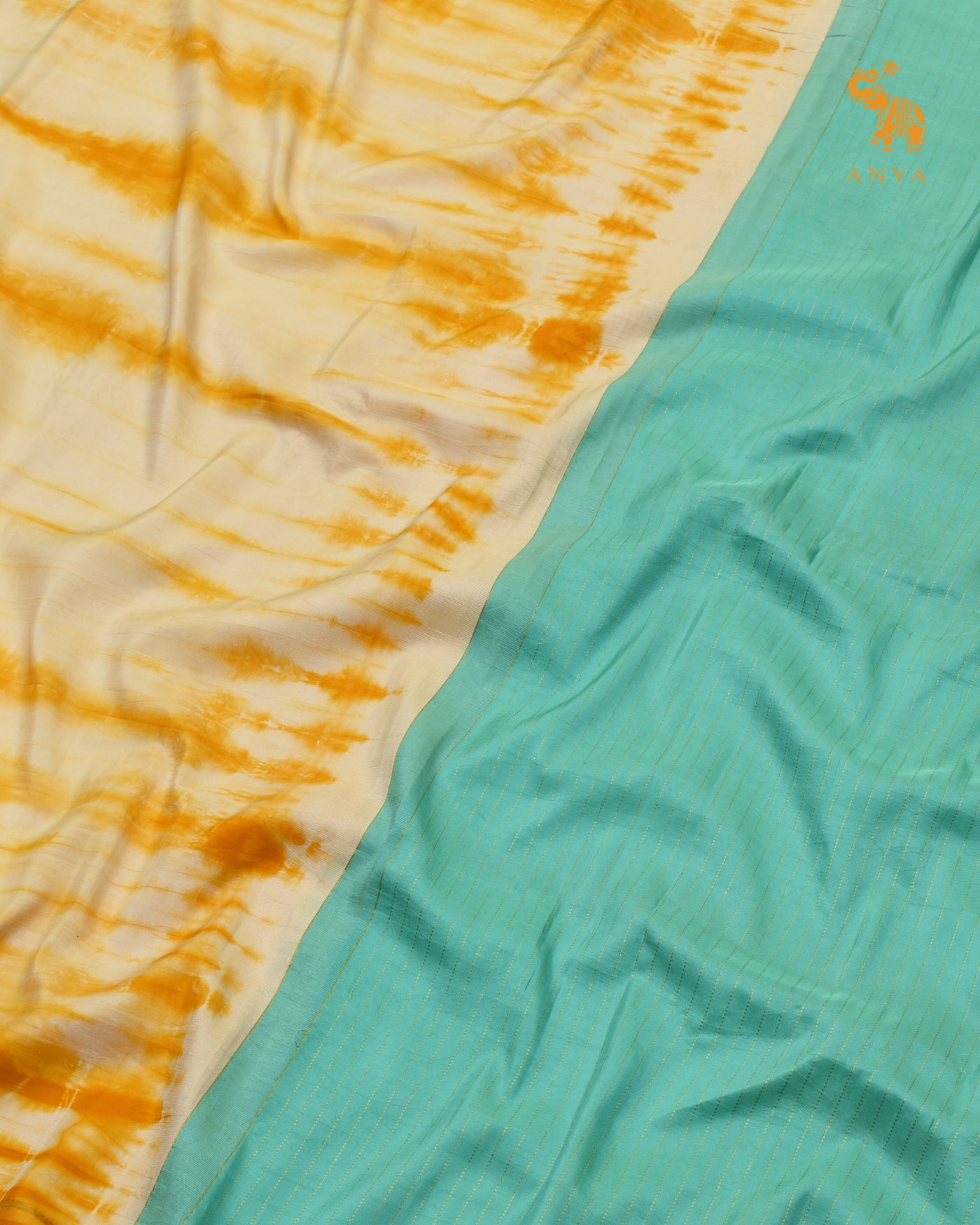 Off White and Yellow Shibori Kanchi Silk Saree